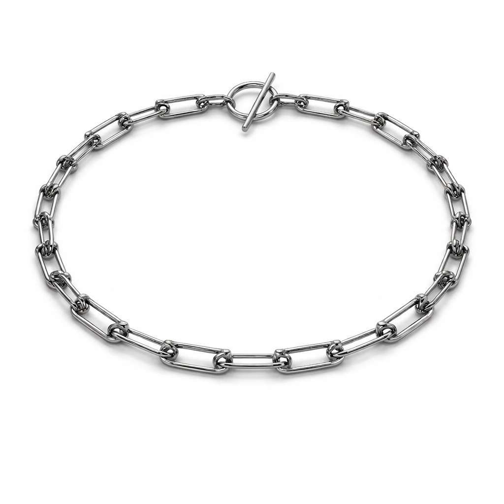 Veloura Paperclip Toggle Necklace – Мъжко колие с правоъгълни халки и Т-образна закопчалка